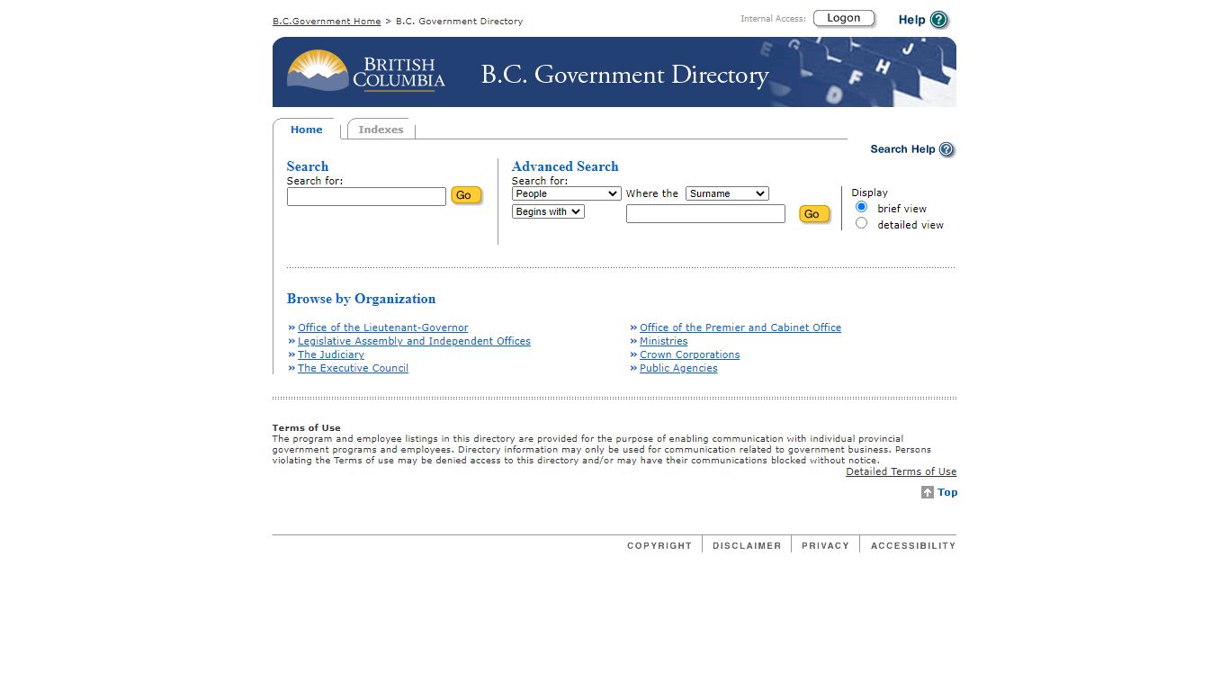 BC Government Directory, Sheriff Services