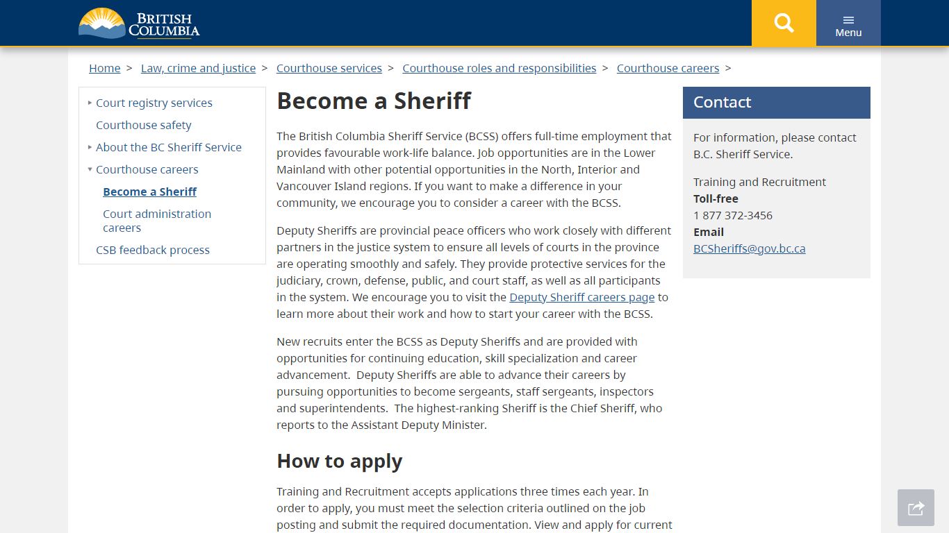 Become a Sheriff - Province of British Columbia